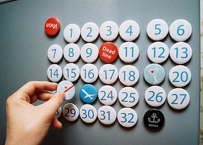 Red Accent Fridge Calendar