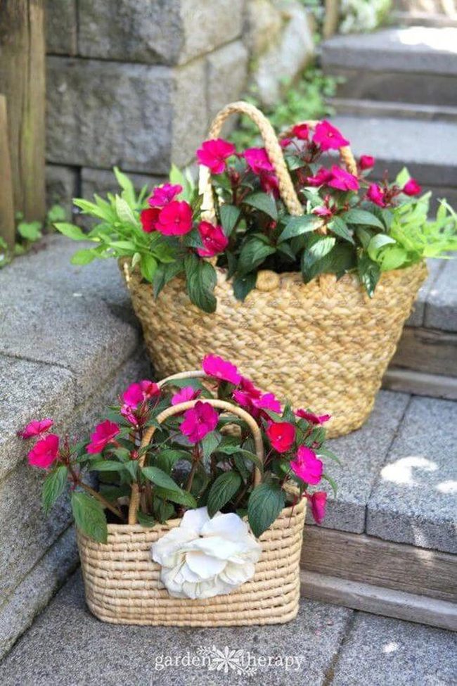 Woven Baskets Overflowing Blooms