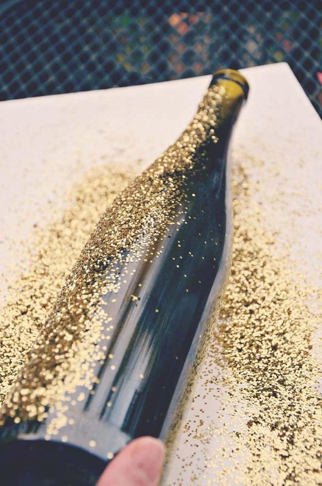 Glitter-Coated Wine Bottles Sparkle