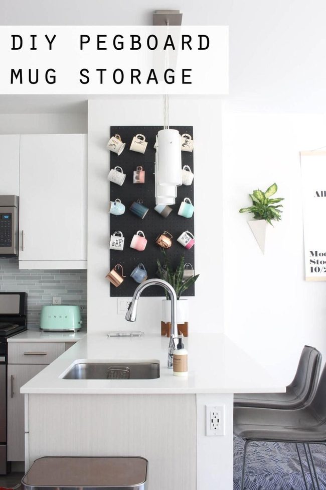 Painted Pegboard Mug Display