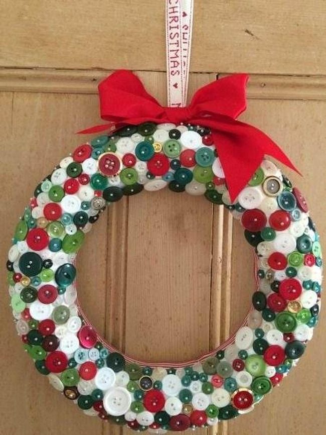 Colorful Button Wreath Door