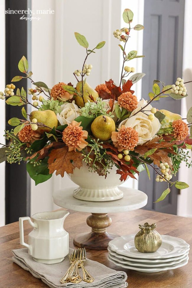 Burnt Orange Floral Harvest Display