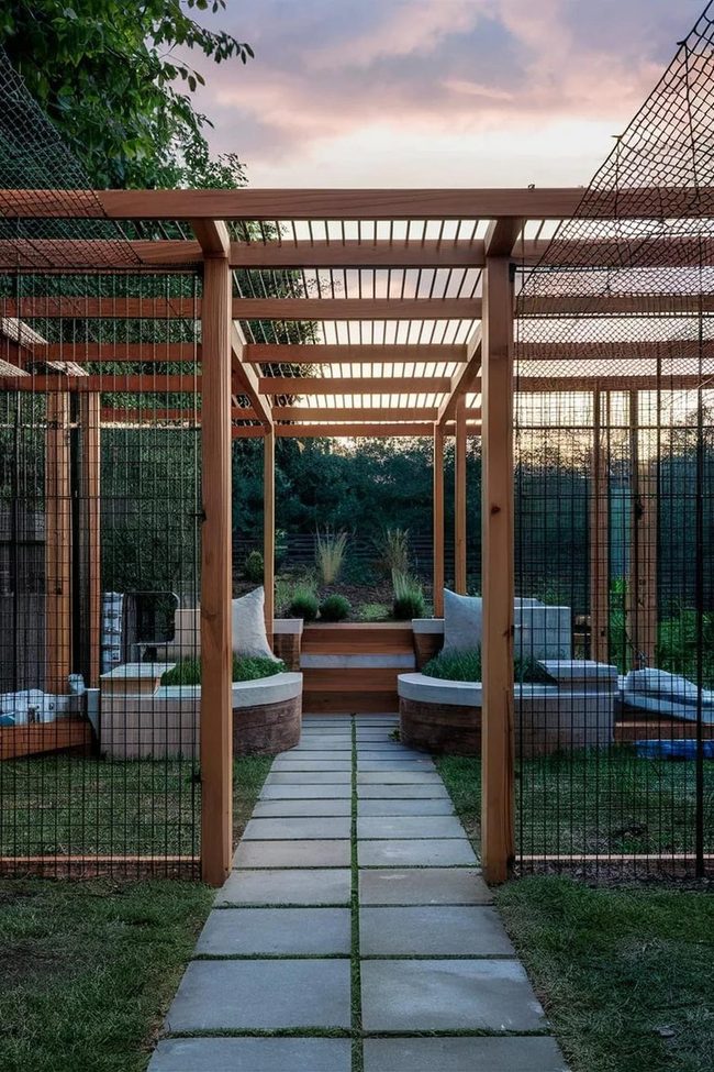 Tall Rustic Timber Wire Pet Enclosure