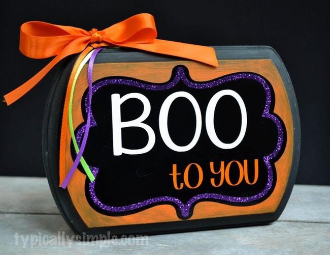 Orange Wooden Halloween Sign
