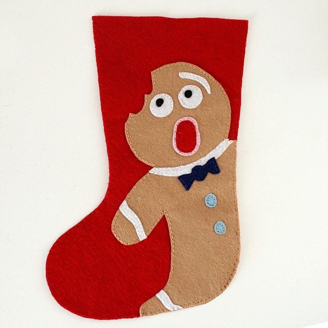 Bitten Gingerbread Red Stocking