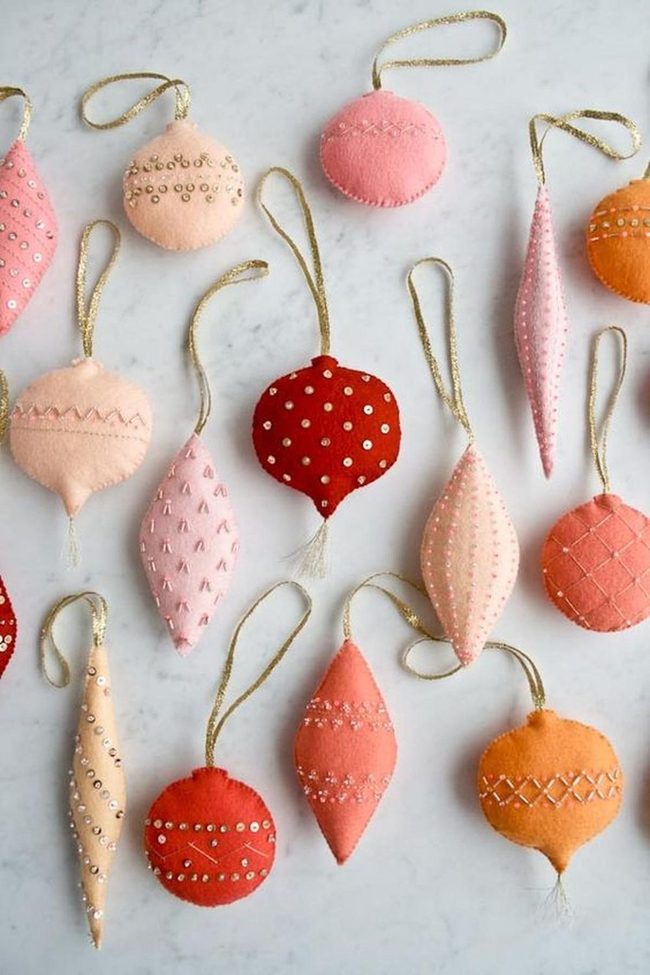Felt Ornaments In Sunset Tones