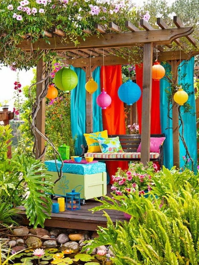 Multicolor Lanterns Backyard Oasis