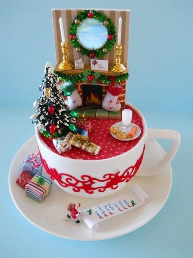 Crimson Teacup With Tiny Tree