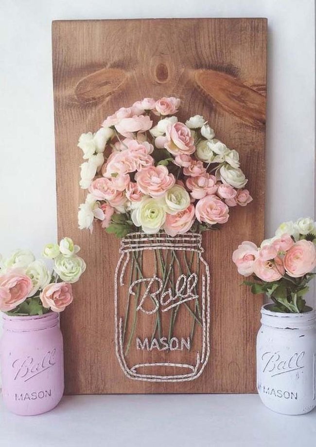 Pink Bloom String Jar