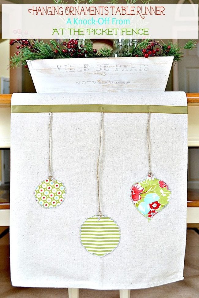 Striped Fabric Ornaments On Cream