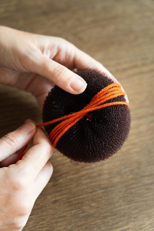 Orange Yarn Wrapped Wood