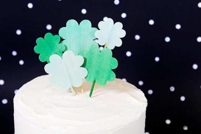 Green Clover Cake With Blue Accents