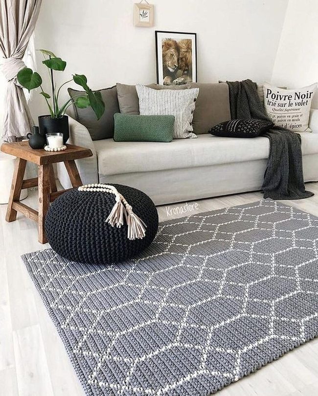 Black Knitted Pouf Statement