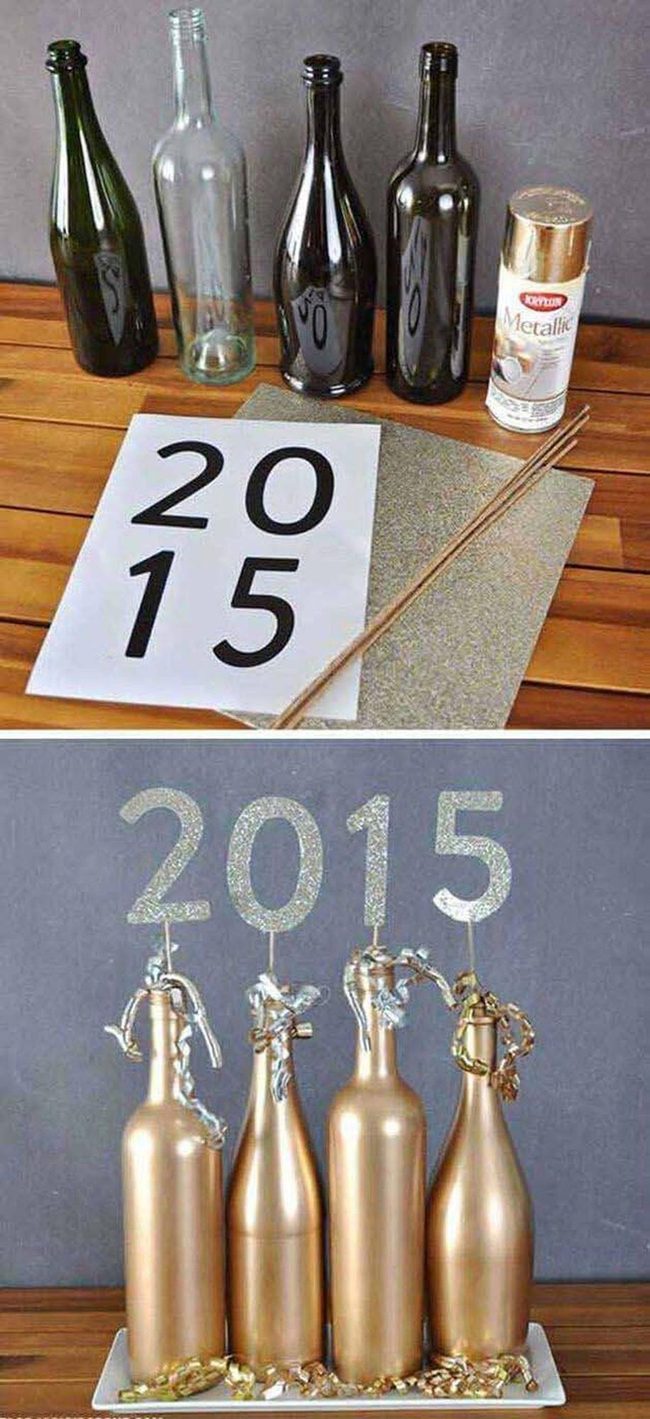 Metallic Bottle Number Centerpieces