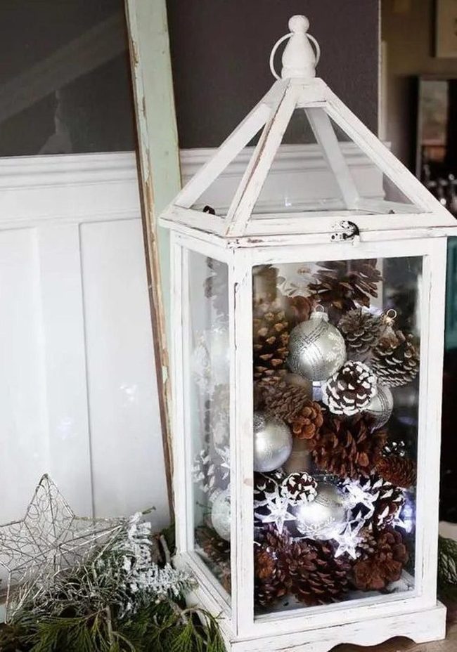 Silver Ornaments In Frosted Glass