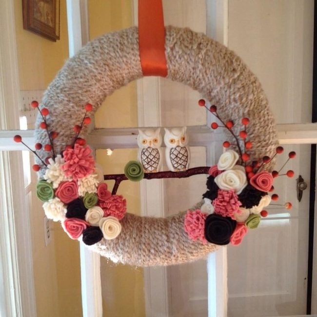 Orange Ribbon Woodland Wreath