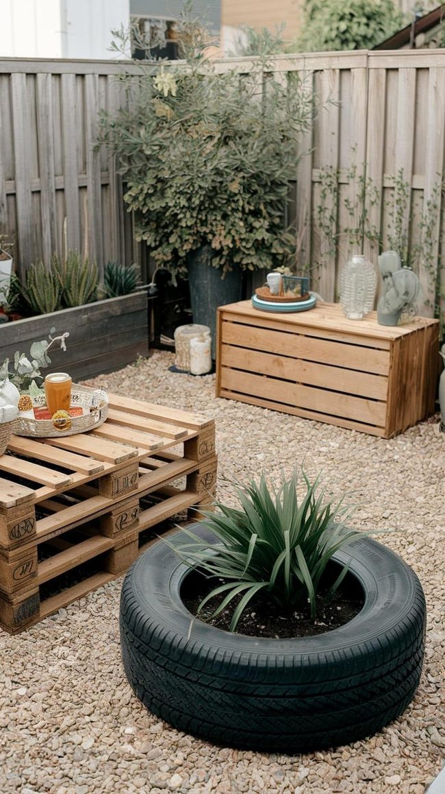 Painted Fence With Hanging Planters