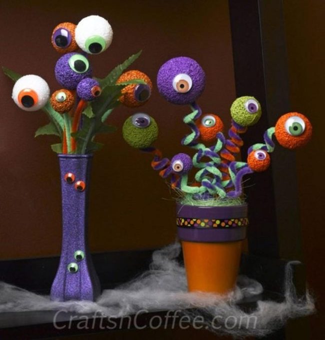 Googly-Eyed Purple Ceramic Pots