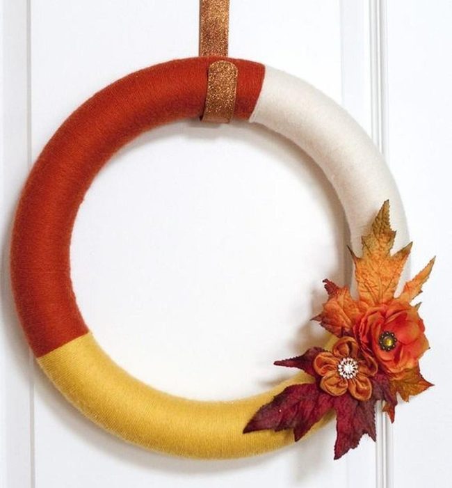 Orange Flower Autumn Wreath