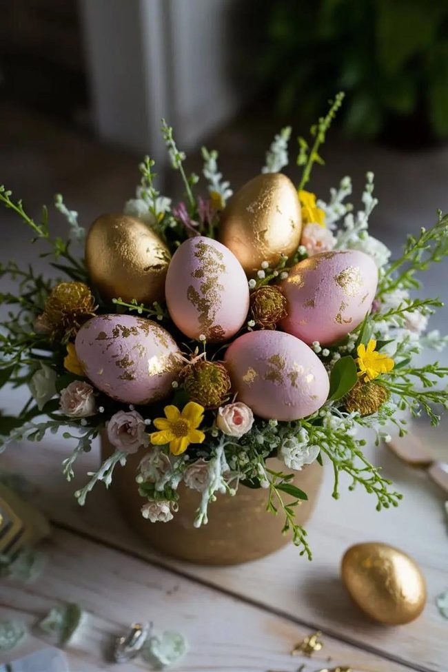 Metalliclic Eggs Fresh Flower Arrangement