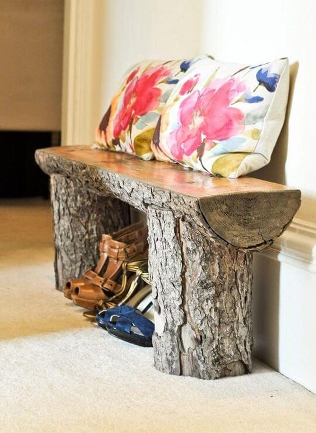 Raw Wood Stump Benches