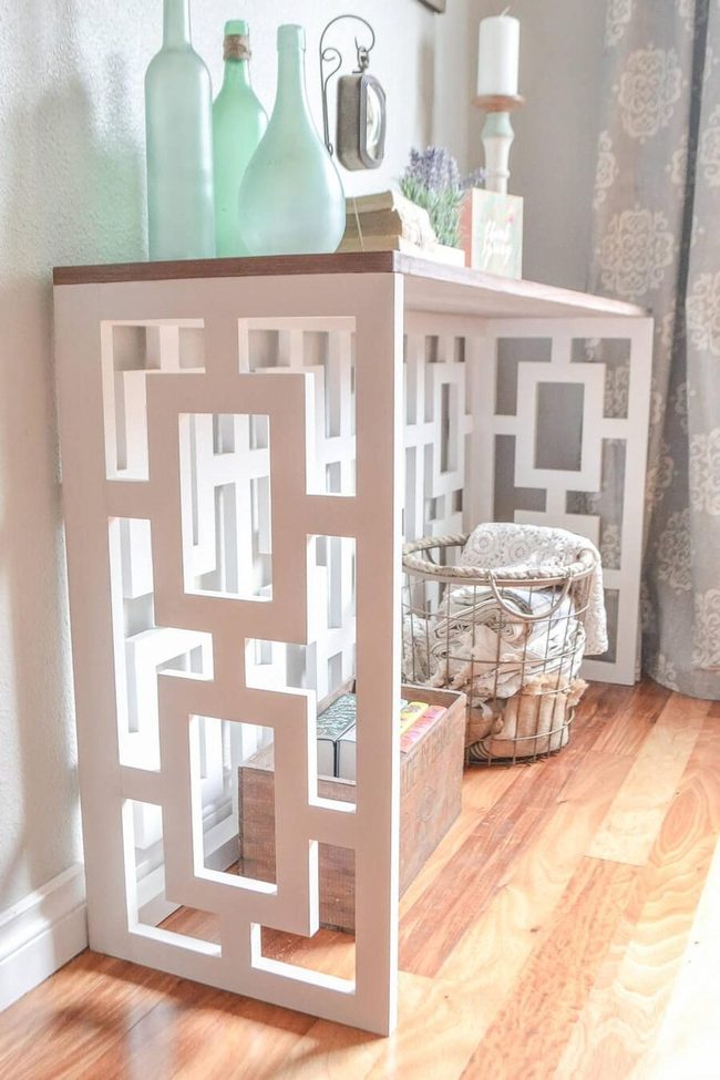 Geometric Pine Console, Reversible Design