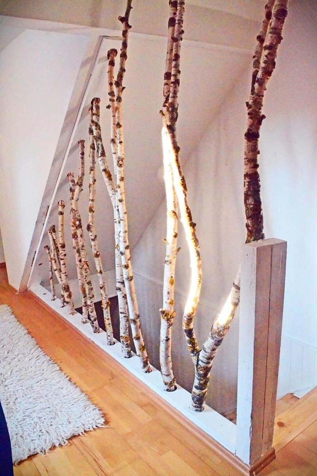 White Birch Staircase Statement
