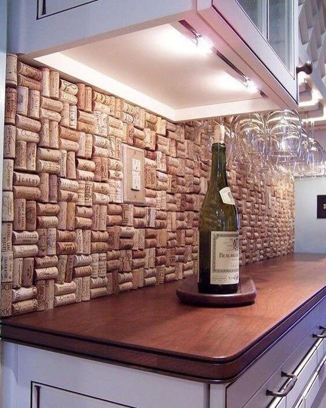 Cork Tile Kitchen Backsplash