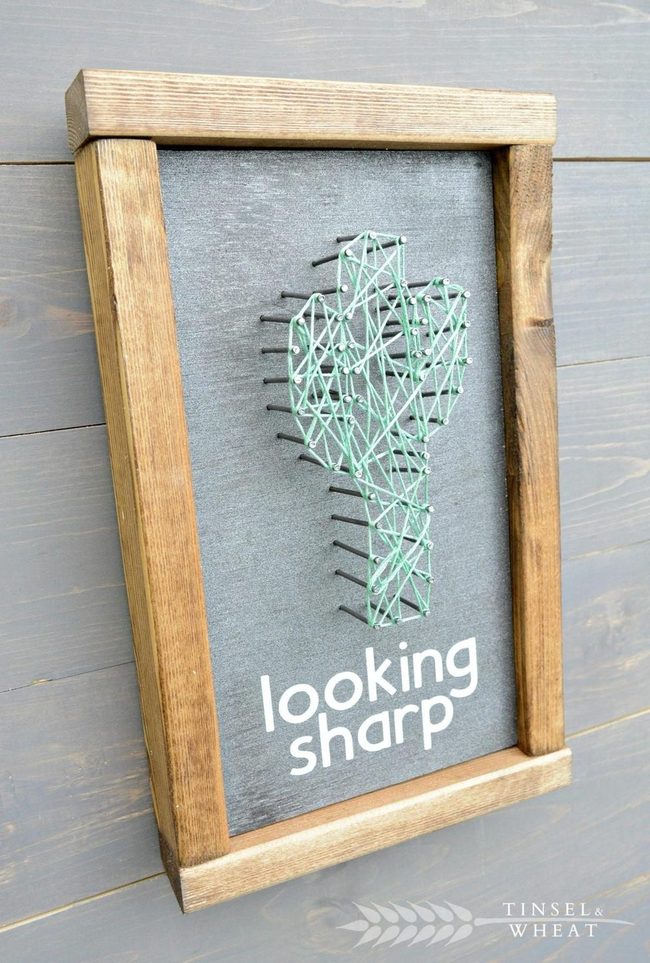 Green String Cactus Wall Art