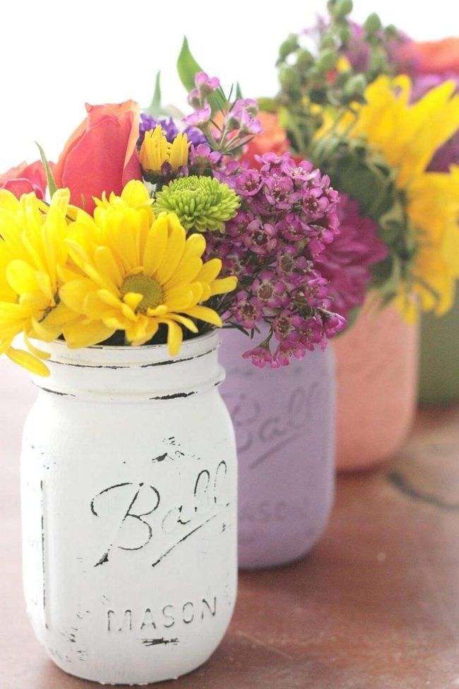 Distressed Berry Painted Jars