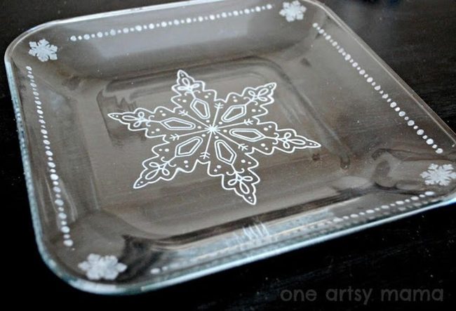 Frosted Snowflake Glass Squares