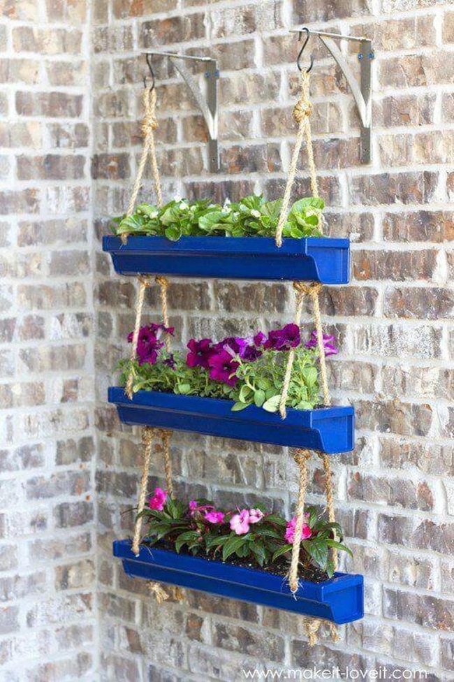 Blue Planters, Weathered Brick