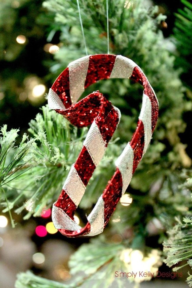 Glittery Red Candy Cane Ornaments