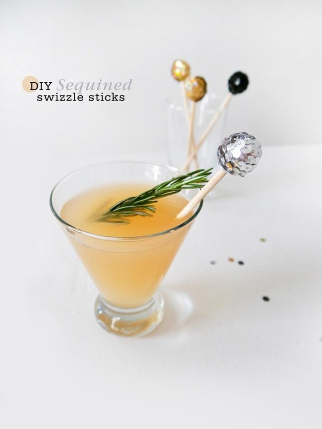 Silver Sequin Rosemary Cocktails