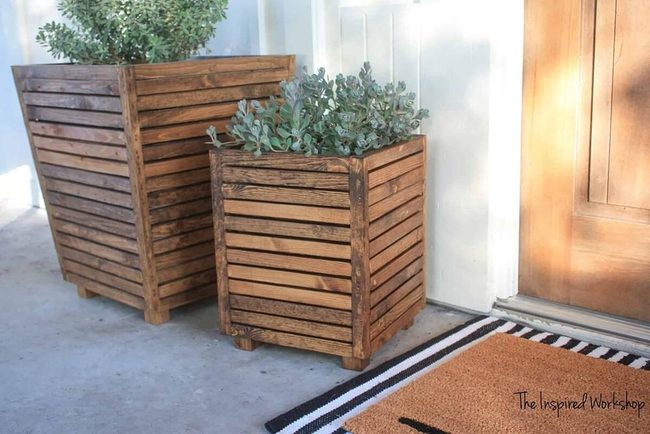 Stacked Wood Crate Planters