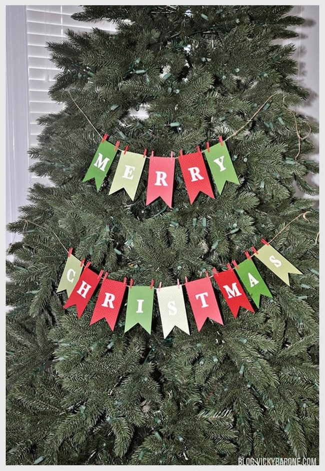Blue Silver Winter Pennant Garland