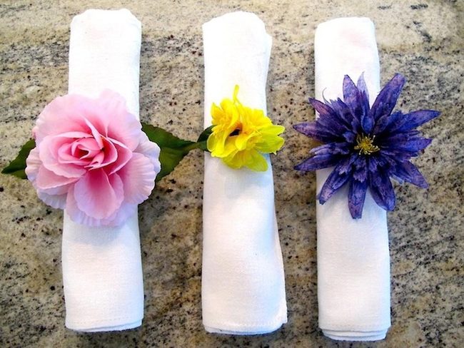 Floral Napkins On Speckled Stone