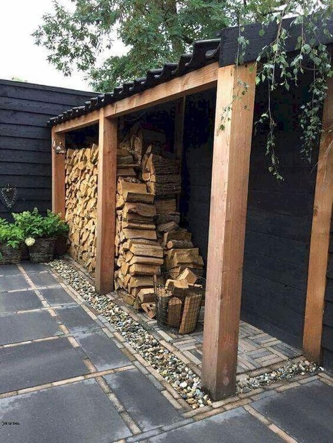 Wooden Firewood Rack Earth Tones