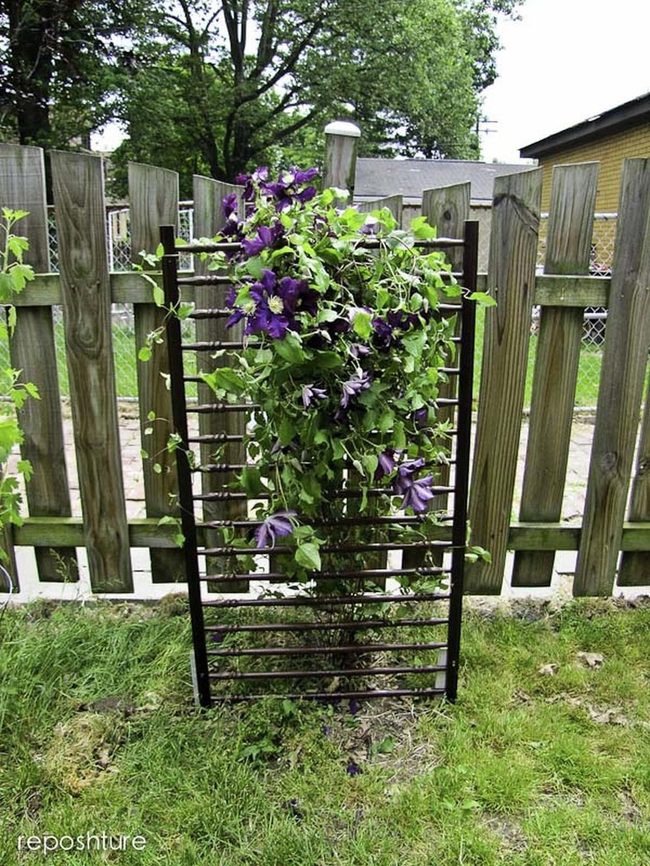 Weathered Crib Rails Garden Trellis
