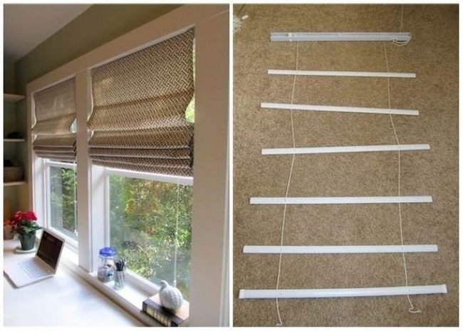 Linen Roman Shades From Metal Blinds