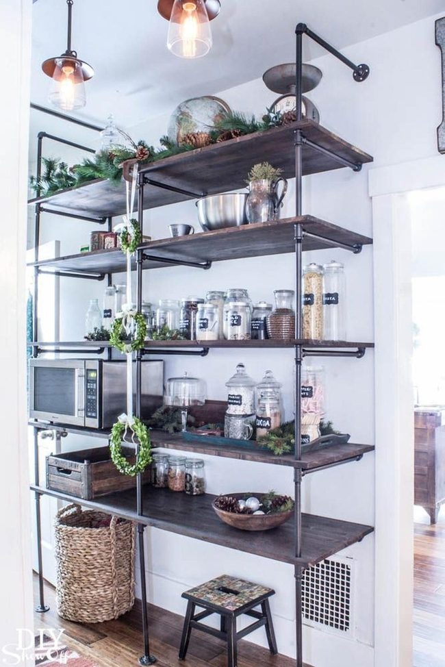 Industrial Dark Wood Storage Corner