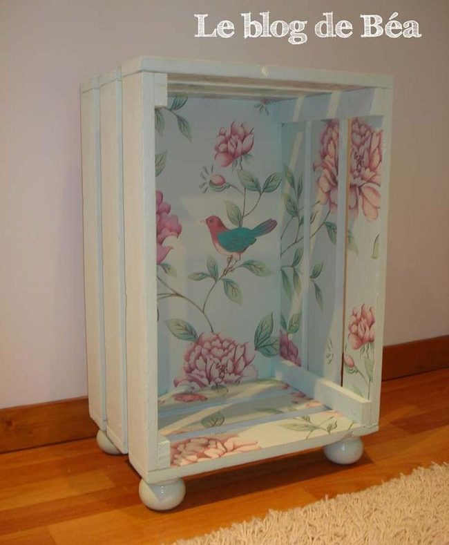 Floral-Lined Wooden Crates