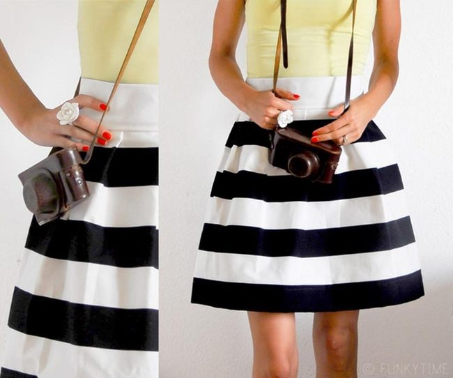 Black Striped Skirt Vintage Modern