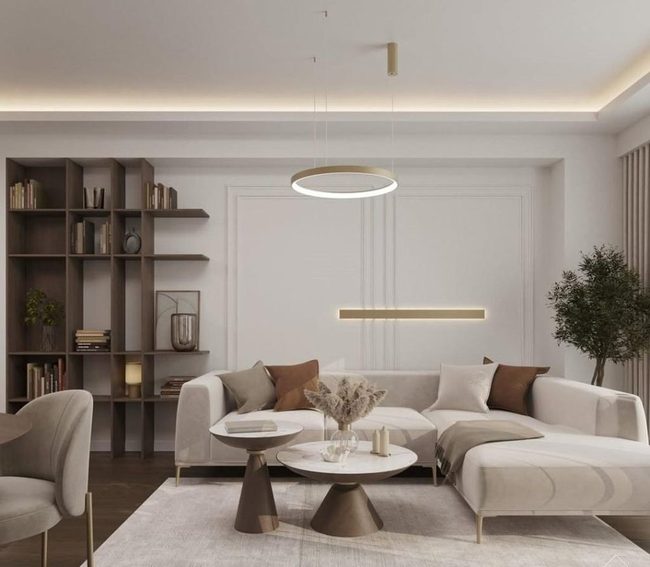 Modern Library With Floor-to-Ceiling Shelves