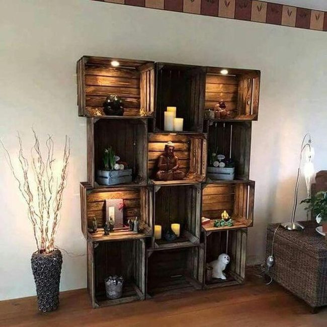 Stacked Wood Crate Display