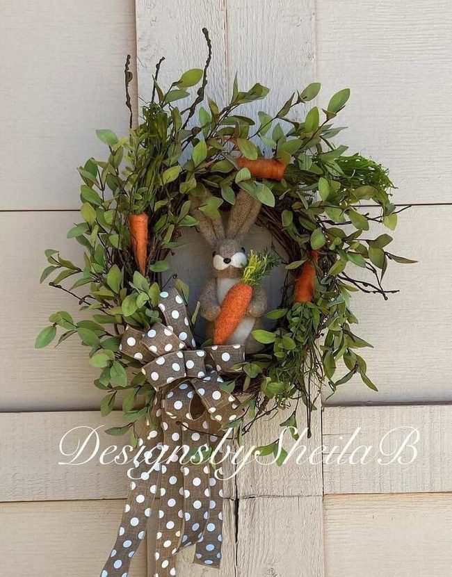 Plush Bunny Orange Carrot Wreath