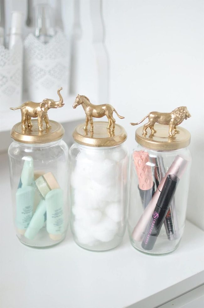 Metallic Spray-Painted Beauty Jars