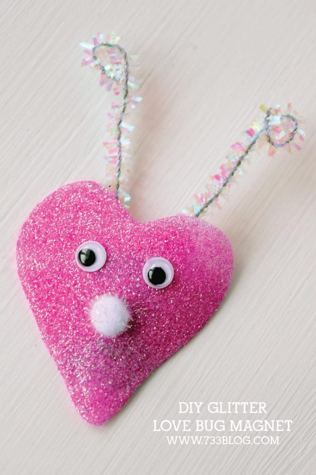 Glittery Pink Heart Bugs