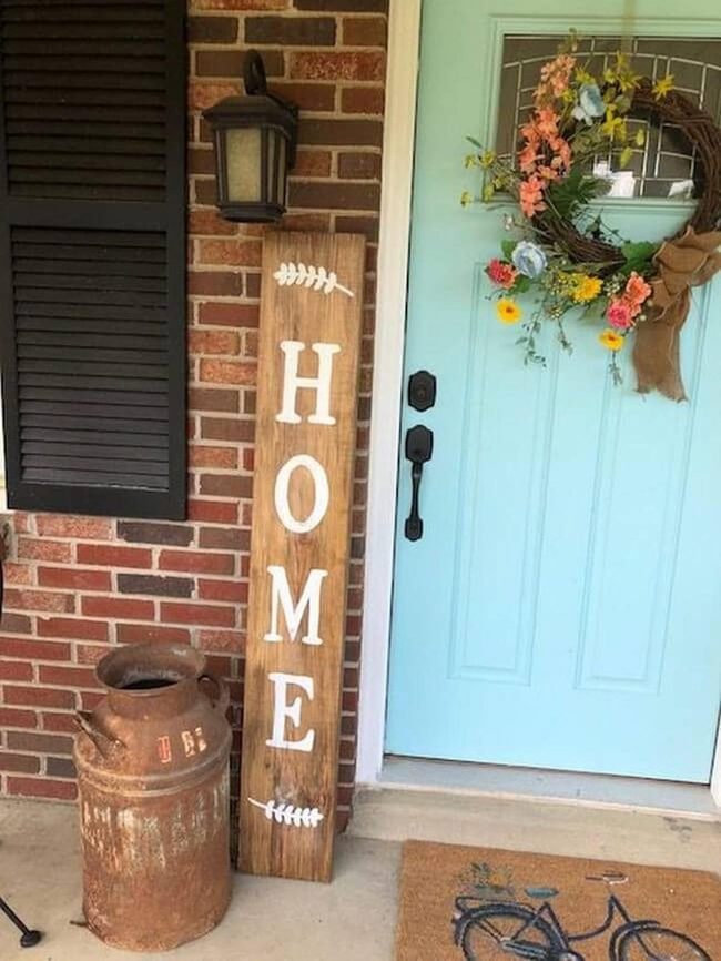 Wooden Home Sign With Leaves