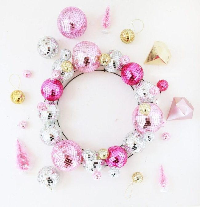 Silver Disco Ball Wreath
